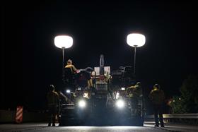 Pottstown Division: A paving crew works on the PA Turnpike. 